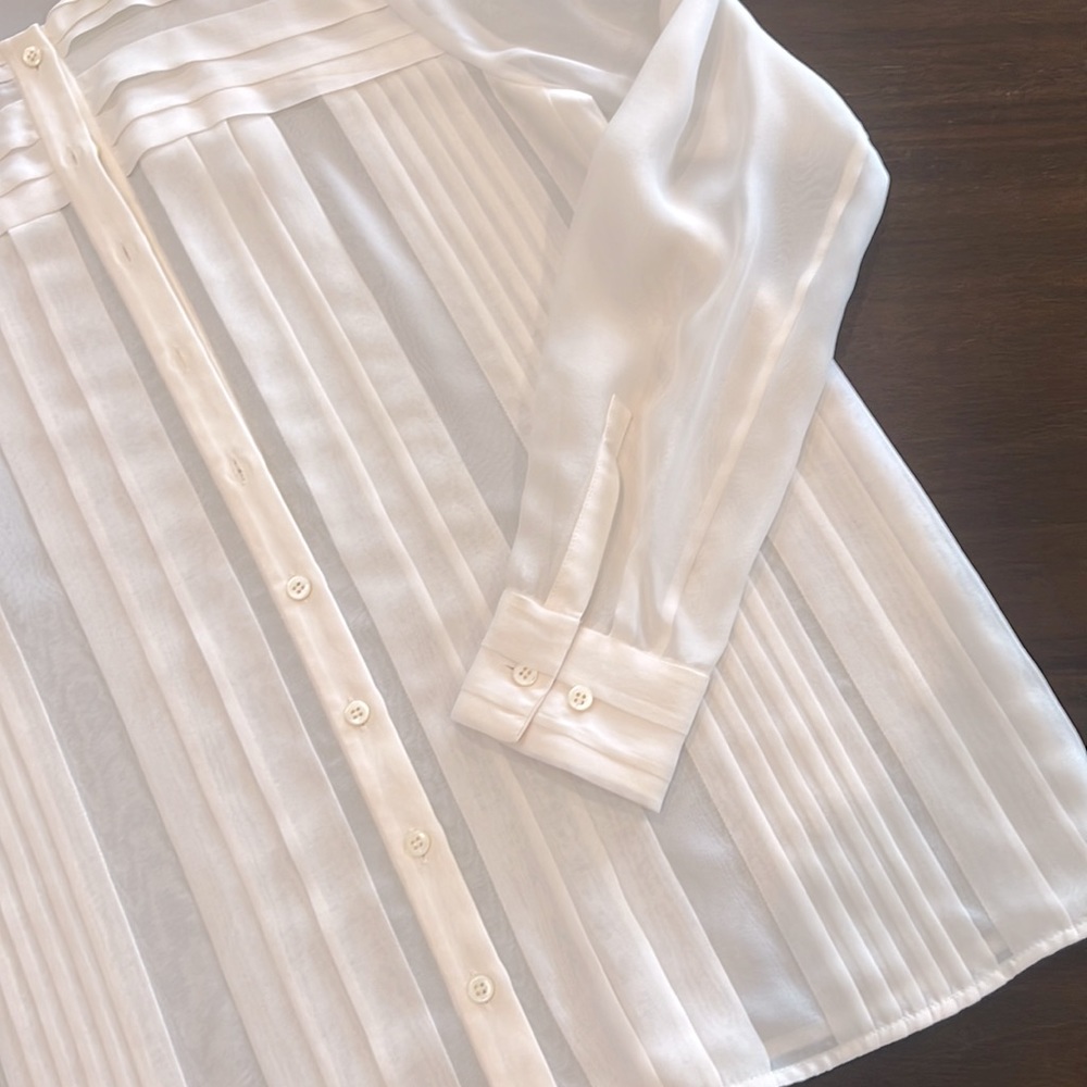 Carlisle White Button Down Silk Blouse - Size 4 - image 3